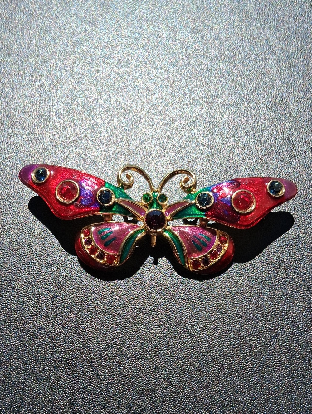 Joan Rivers Enamel Butterfly Brooch Pink, Green, Blue,Purple Missing Pearl